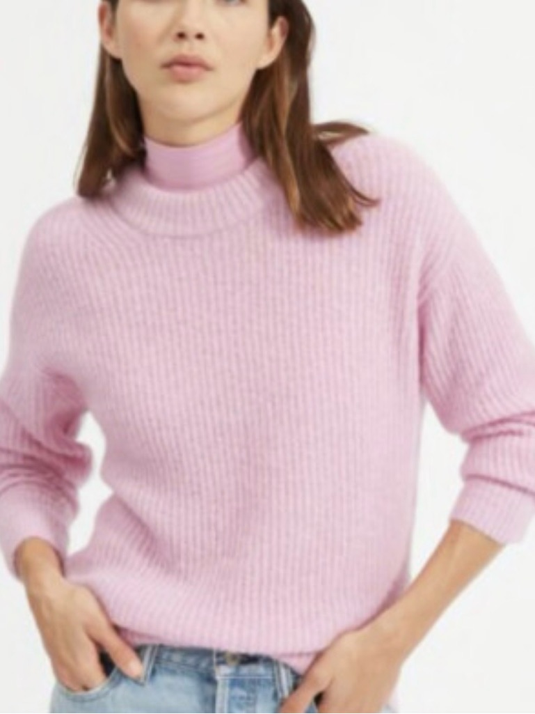 Everlane Pink Ribbed Crew Neck Sweater